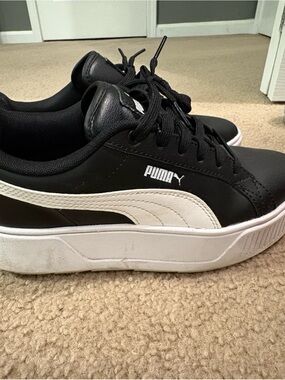Puma Black & White Low-Top Platform Sneakers